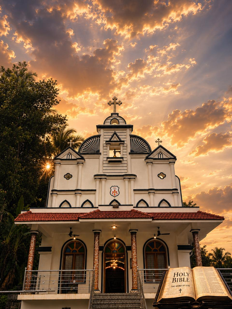 St. Lukes Mar Thoma Church building facade, Vallamkulam